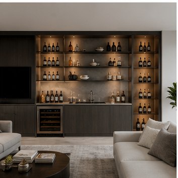 Барная стенка для современной гостиной на заказ