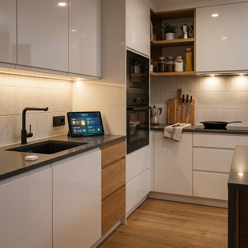 Умная кухня: подсветка, розетки, датчики протечек и интеграция с «умным домом» — планирование до миллиметра